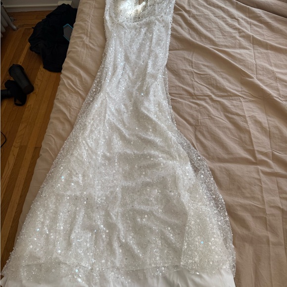 Mac Duggal White Sequin Dress - Picture 2 of 5